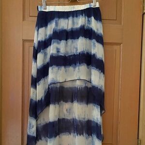 Blue & white high/low skirt